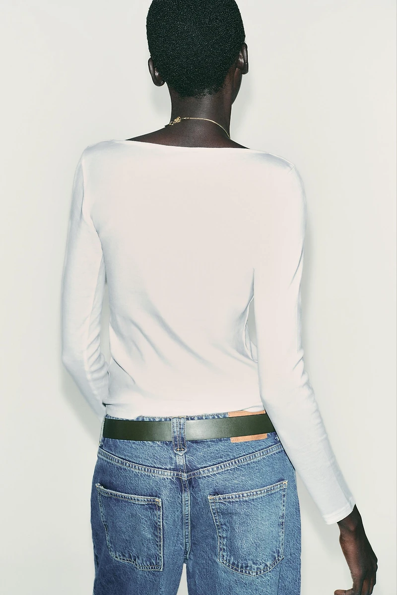 T-SHIRT COL BATEAU EN COTON