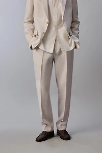 100% LINEN PLEATED SUIT PANTS
