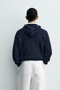 COTTON - WOOL HOODIE JUMPER
