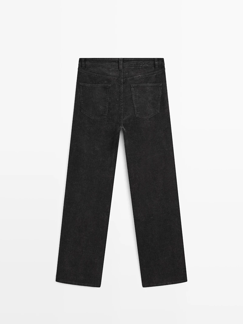 Straight-leg sulphur dye corduroy trousers