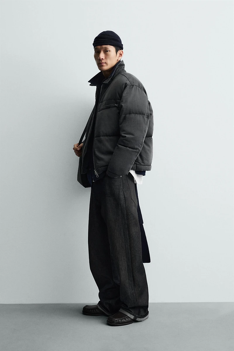 WASHED DENIM QUILTED JACKET