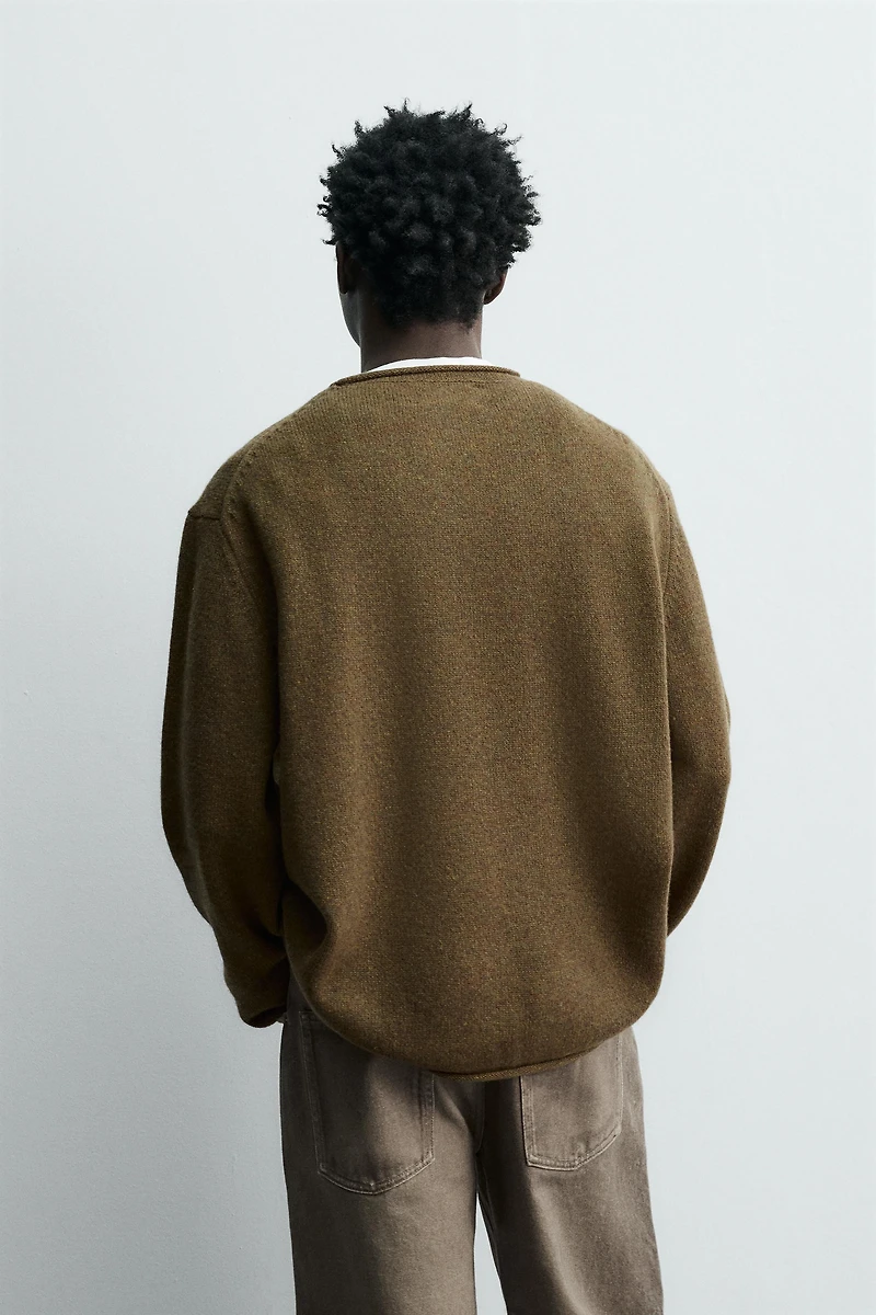 WOOL JUMPER WITH ROLLED FINISHES