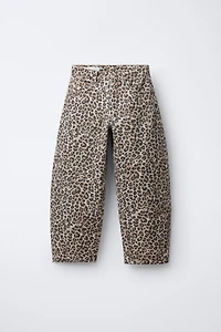 ANIMAL PRINT BARREL JEANS