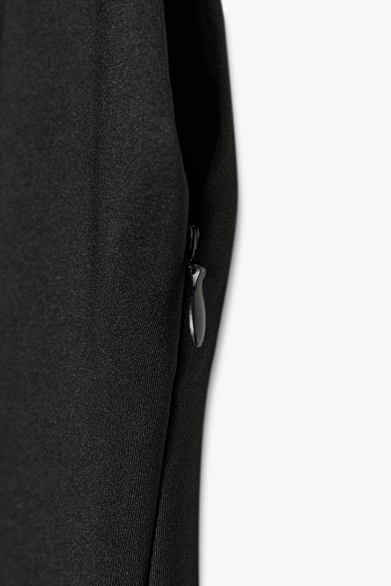 FAUX LEATHER COMBINATION MIDI DRESS