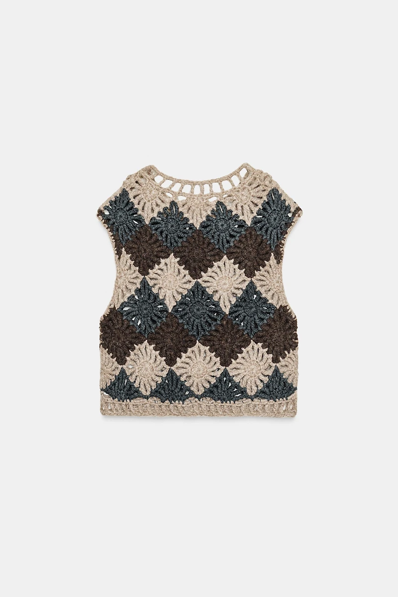 GILET PULL EN MAILLE CROCHET