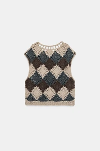 GILET PULL EN MAILLE CROCHET