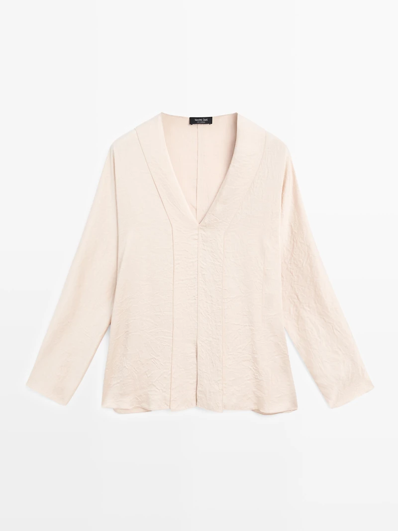 Satin V-neck blouse