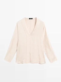 Satin V-neck blouse