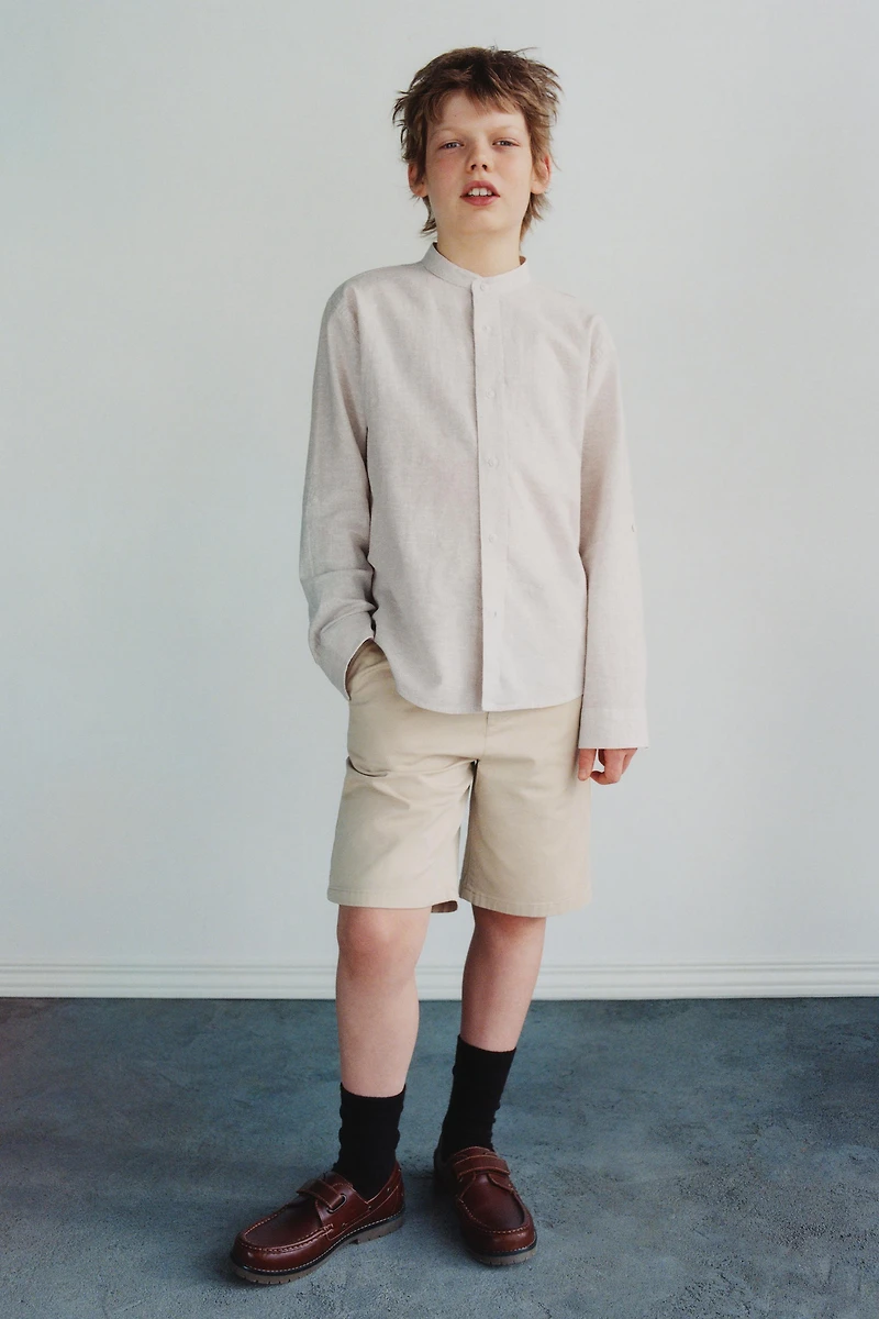 STRIPED SHIRT WITH COTTON AND LINEN