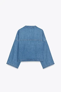 MANDARIN COLLAR DENIM SHIRT
