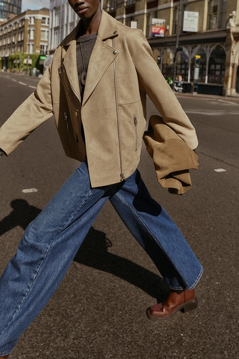 FAUX SUEDE BIKER JACKET