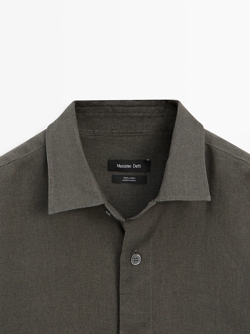 Regular fit 100% heavy linen shirt