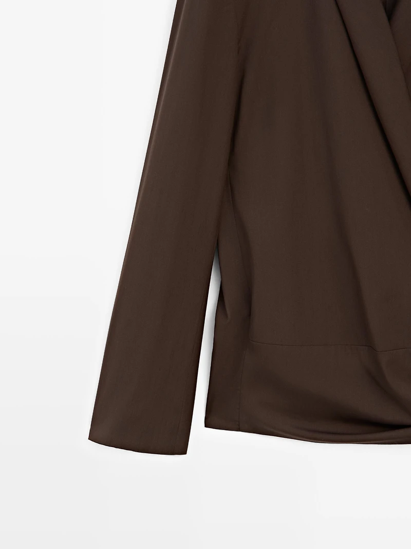 Blazer en laine mélangée à détail noué