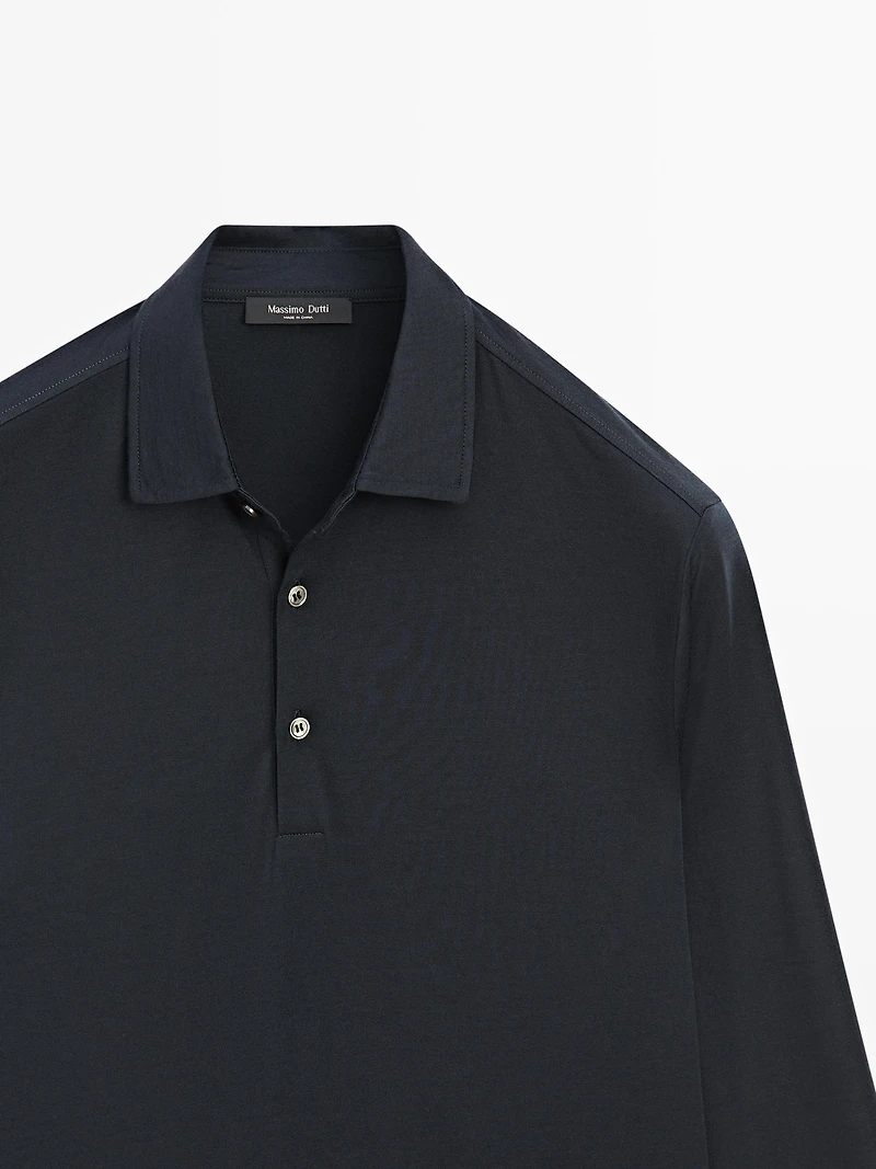 Pull polo en maille de laine mélangée