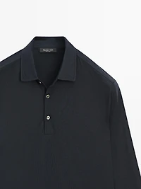 Pull polo en maille de laine mélangée