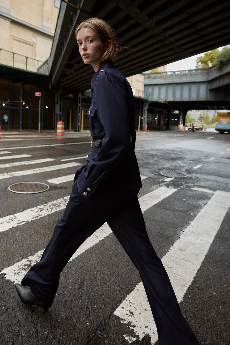 BELTED PATCH POCKET JACKET