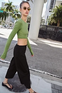 BUCKLED BARREL PANTS