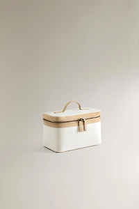 RIGID CANVAS LEATHER MAKEUP BAG