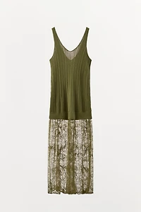 LACE KNIT MIDI DRESS