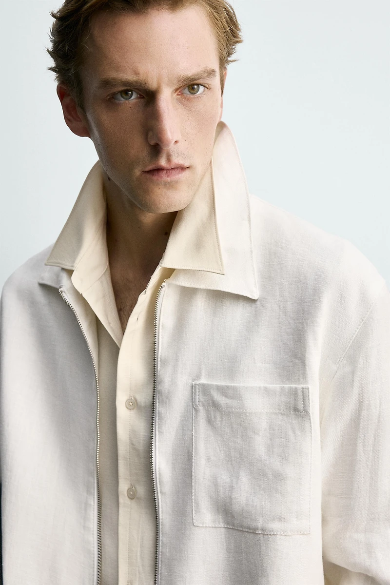 100% LINEN ZIP JACKET