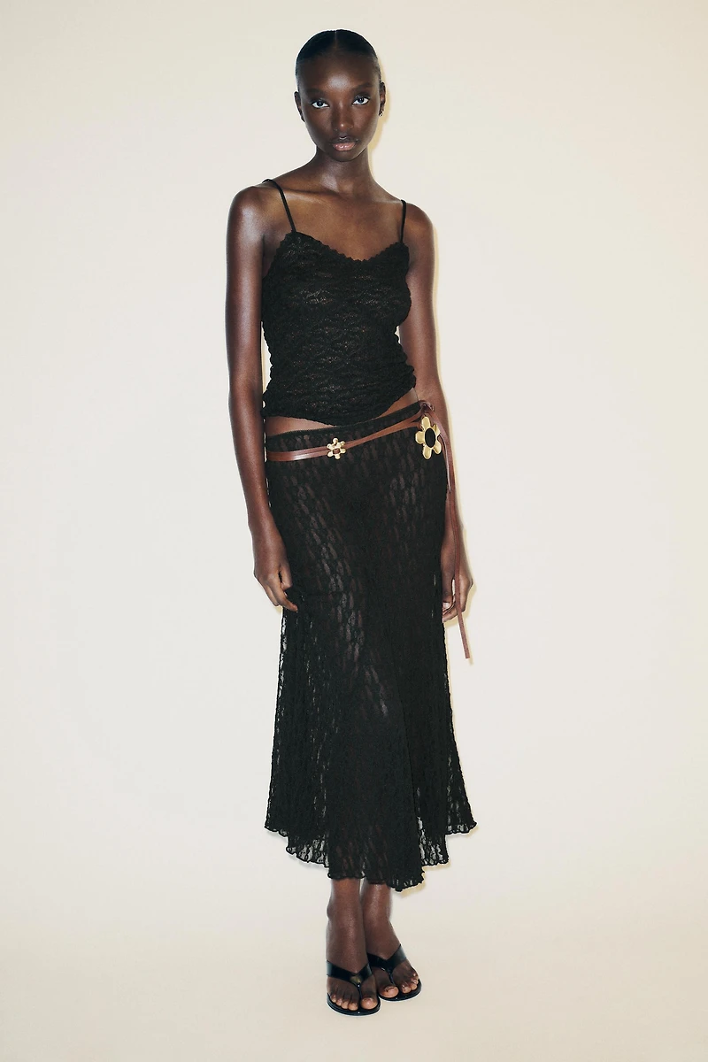 A-LINE LONG LACE SKIRT