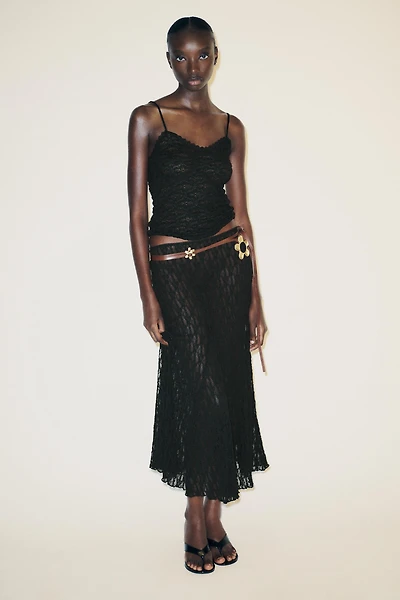 A-LINE LONG LACE SKIRT