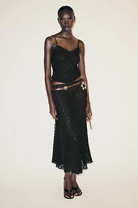 A-LINE LONG LACE SKIRT