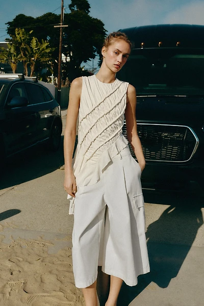 ASYMMETRIC RUCHED TOP