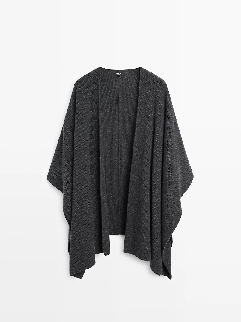 Knit 100% cashmere cape