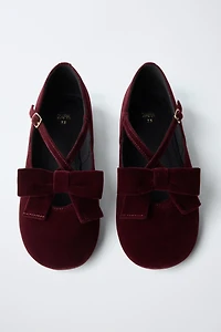 VELVET BOW BALLET FLATS