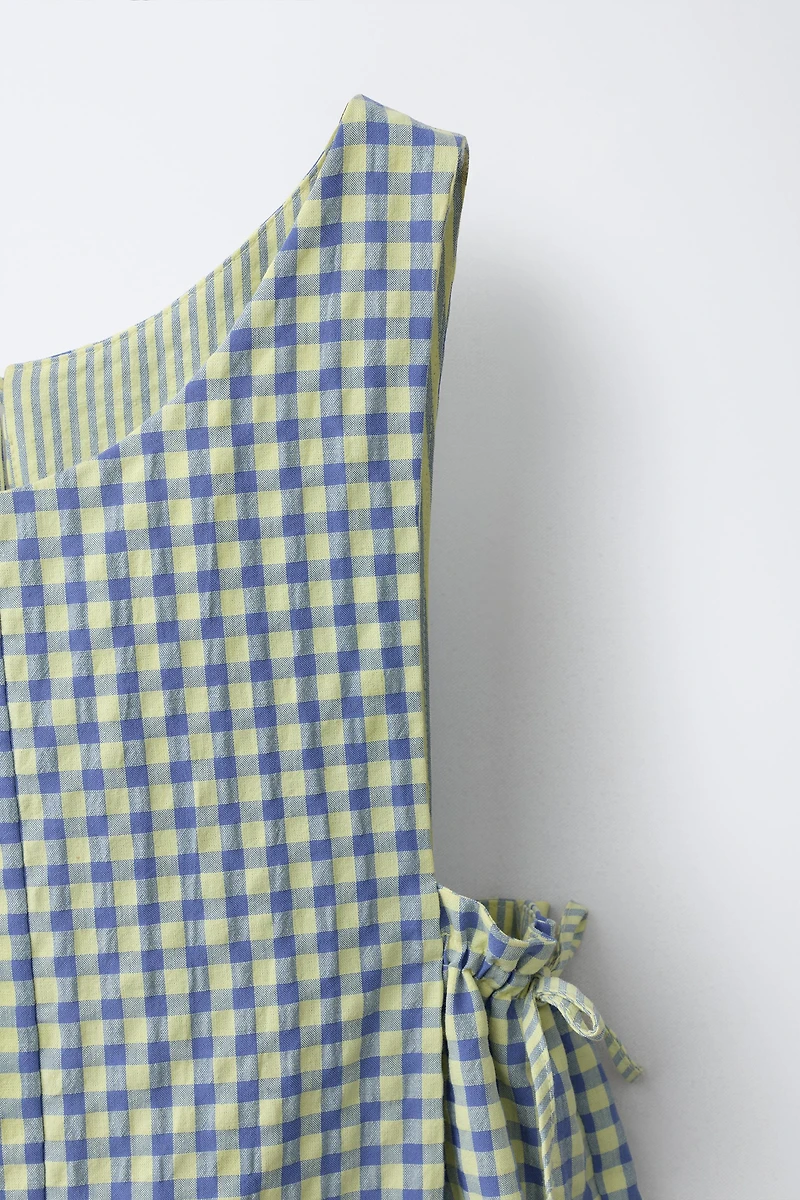 SHORT GINGHAM JUMPSUIT WITH BOWS