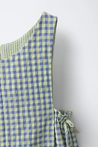 SHORT GINGHAM JUMPSUIT WITH BOWS
