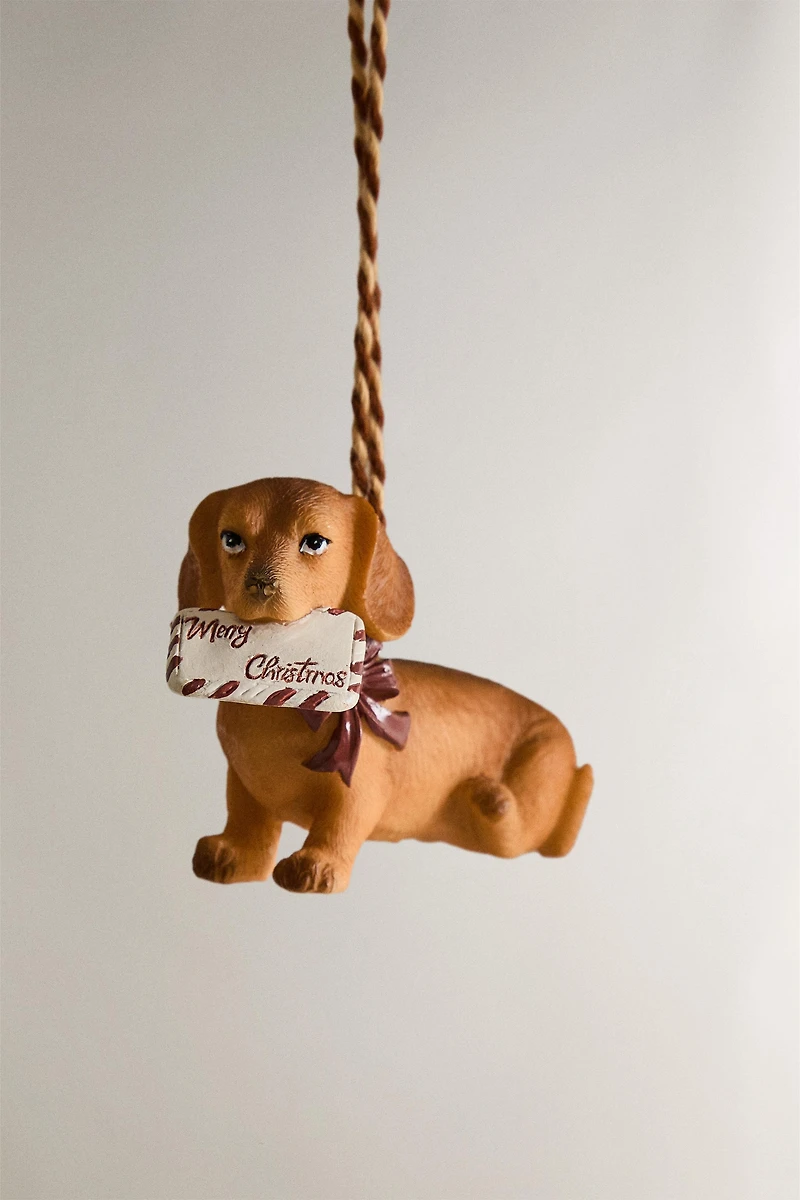 DOG WITH A LETTER CHRISTMAS TREE ORNAMENT