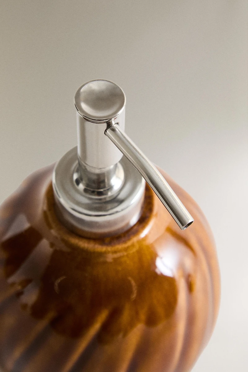 MUSTARD RAISED DESIGN SOAP DISPENSER