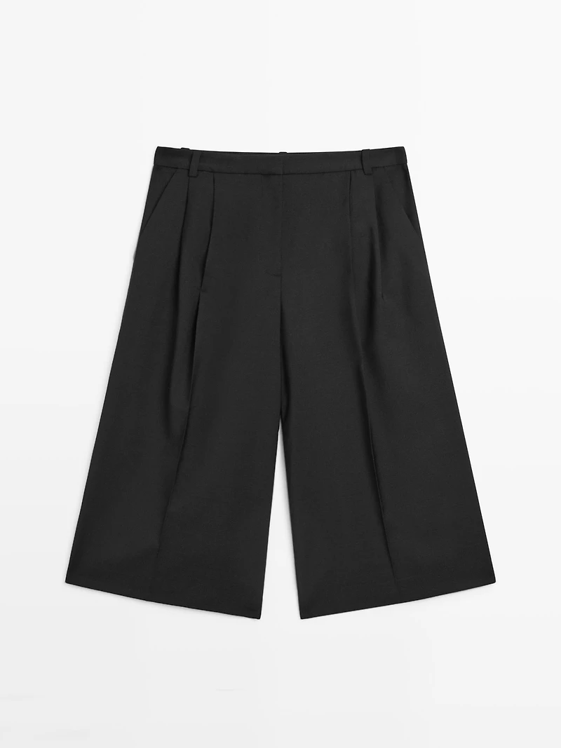 Bermuda long 100 % laine