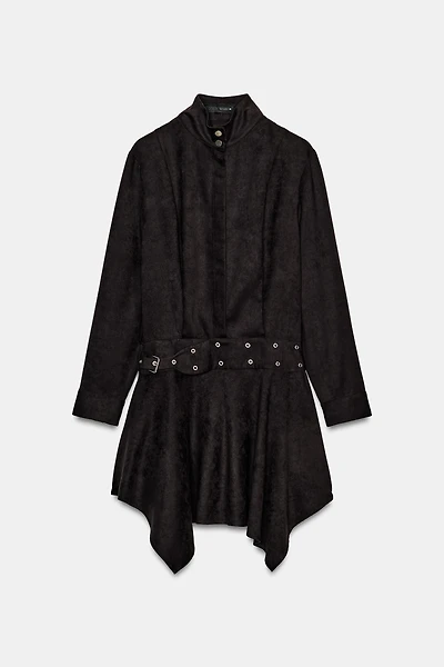 ROBE COURTE EFFET DAIM AVEC CEINTURE