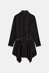 ROBE COURTE EFFET DAIM AVEC CEINTURE