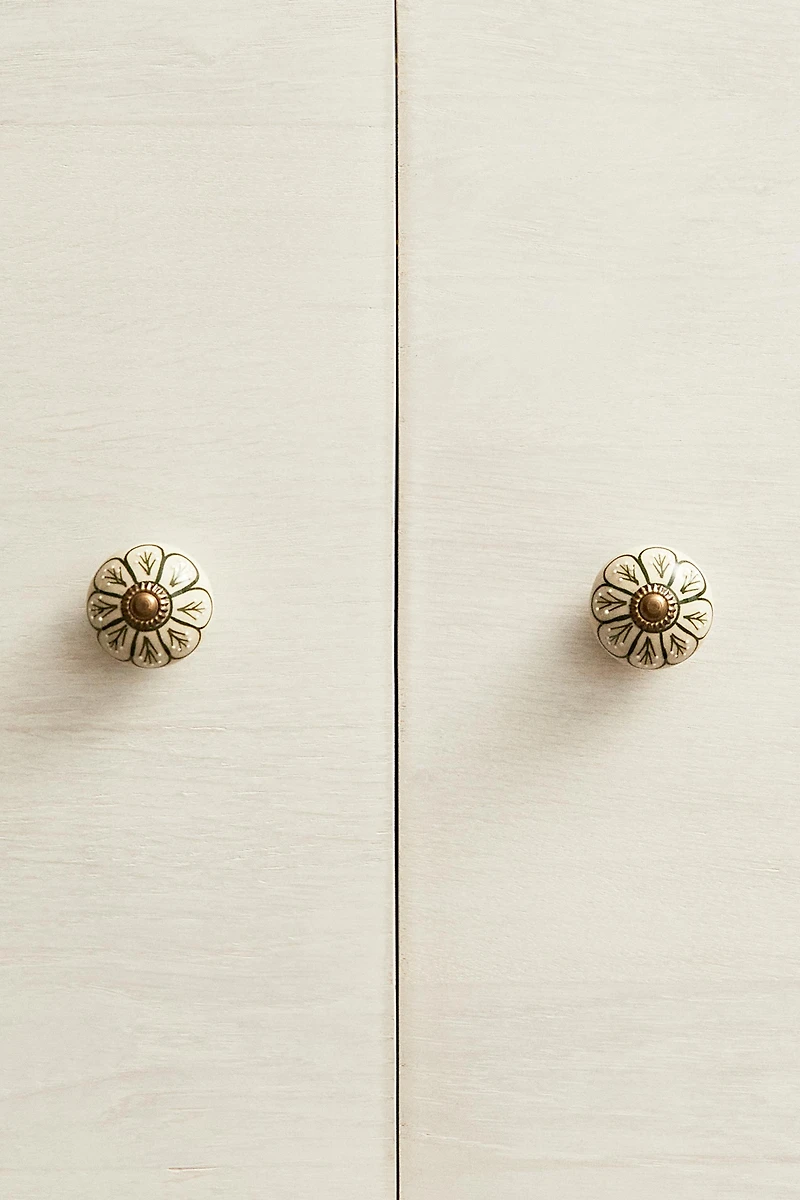 SET OF CERAMIC FLOWER KNOBS (SET OF 2