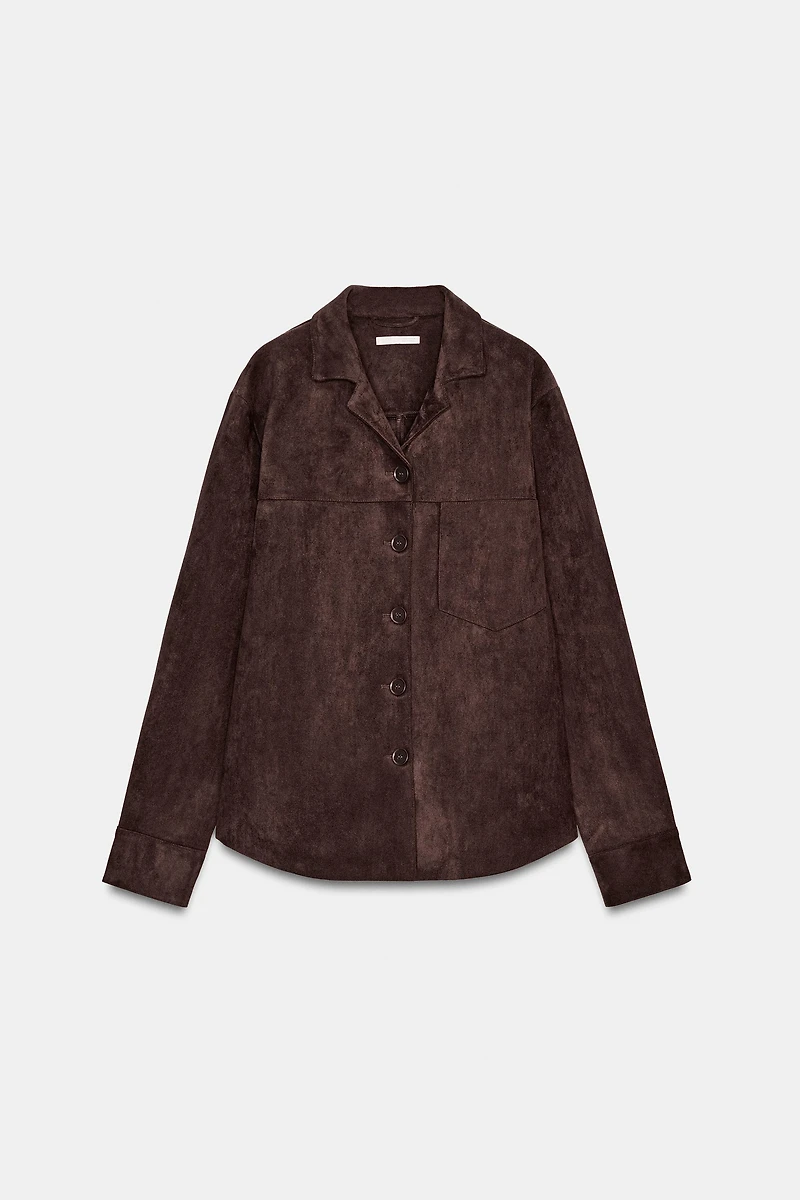 FAUX SUEDE OVERSHIRT