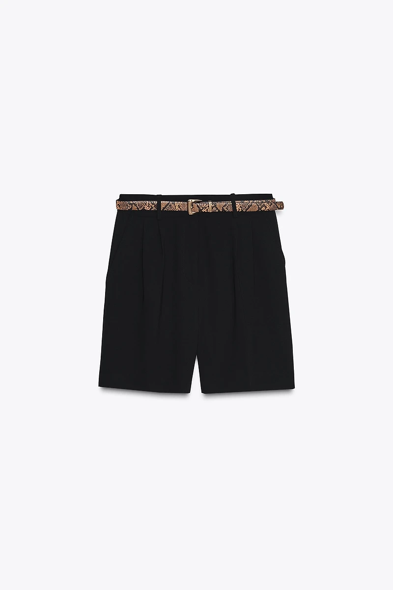 PLEATED BELTED SHORTS