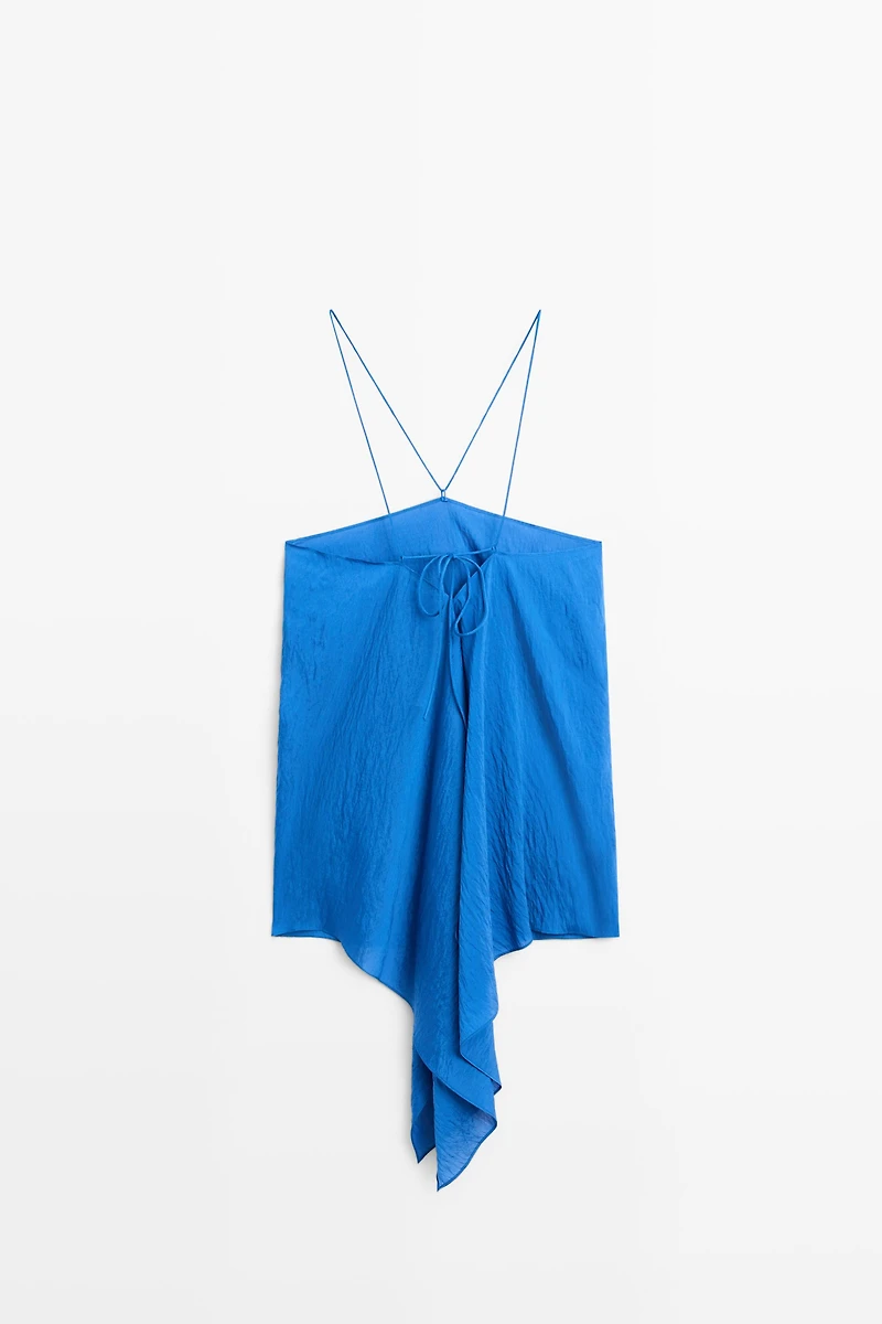 Flowing halter top with tie detail