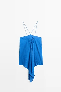Flowing halter top with tie detail