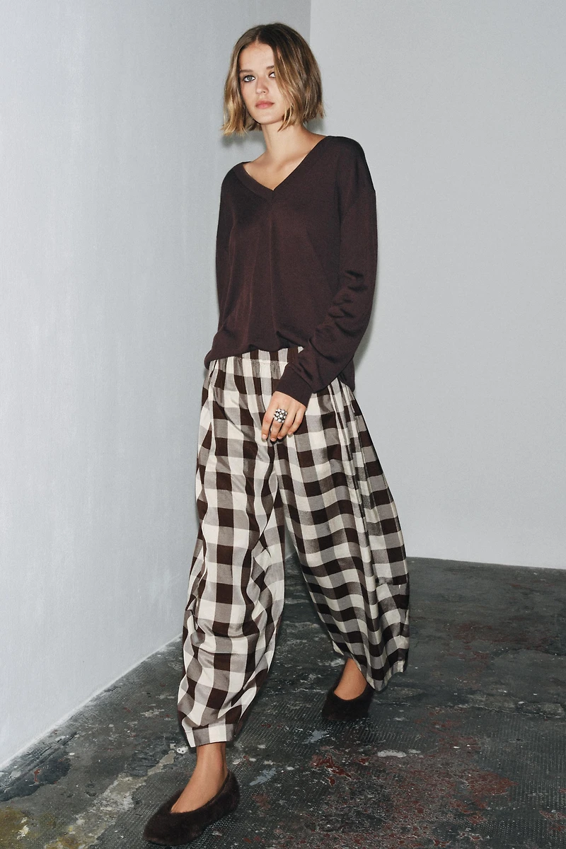 ZW COLLECTION GINGHAM PLAID PANTS