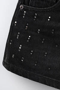 STUDDED DENIM SHORTS