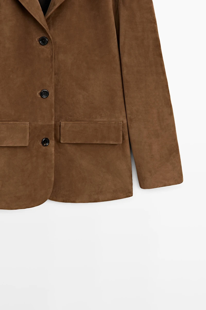 100% Suede lapel blazer