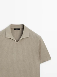 Pull polo en maille de coton mélangé à col V