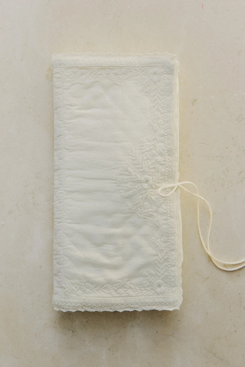 EMBROIDERED COTTON LINGERIE BAG