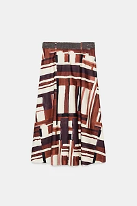 PRINTED BELTED SKIRT