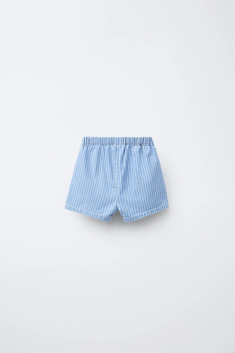 STRIPED DENIM BERMUDA SHORTS