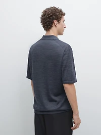 Knit V-neck polo shirt